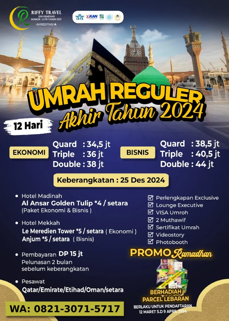 Paket Umroh Reguler Akhir Tahun 12 Hari Desember 2024